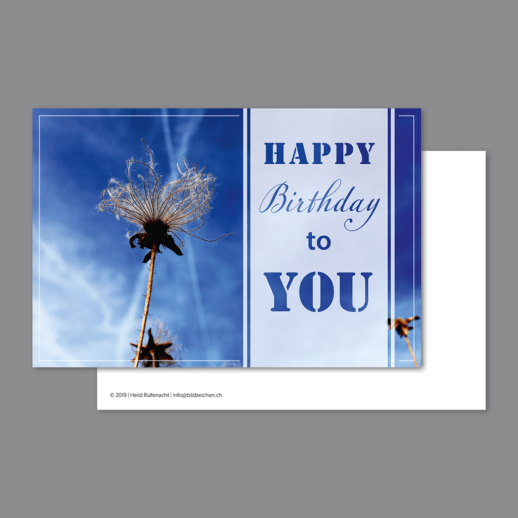 Happy Birthday Postkarte mit Bartmandli